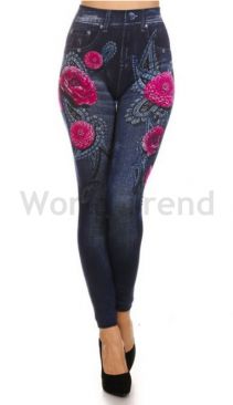  Dicke Pink blumenmuster Jeans Leggings